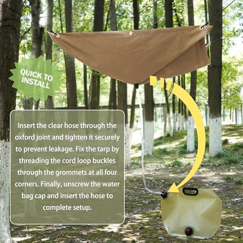 GARVIN Portable Rainwater Collection System for Camping – 5FT x 5FT Hanging Tarp with 2.2-Gallon Collapsible Water Storage Bag, Emergency Survival Hydration Gear, Lightweight & Easy Setup