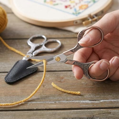 embroidery scissors-Glexal 5 Inch Precision Scissors-2 pack,small razor Sharp Blade Shears for craft Crochet sewing school paper cutting… - color: Copper & Silver