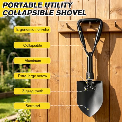 Folding Shovel, 18.5'' Lightweight Camping Shovel - color: Black, size: 18'' Medium