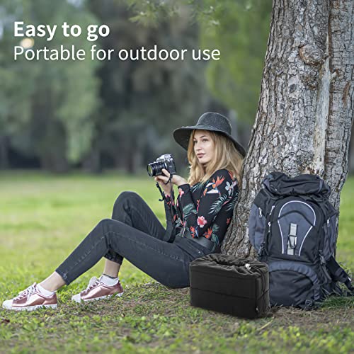 Koolertron Shockproof Camera Photo Bag for SLR TLR Camera Insert Partition Padded Case,Can be Put Directly Into the SLR Camera Bag With Freely Adjustable Compartment - color: Black