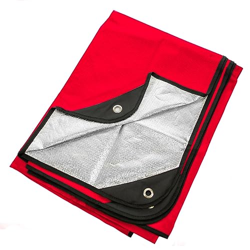 Arcturus All-Weather Outdoor Survival Blanket, Thermal Emergency Blanket, Reflective Heat Tarp with Grommets, Lightweight for Camping, Backpacking, Hiking & Emergency Car Kits, Red, 60x82in - color: Red