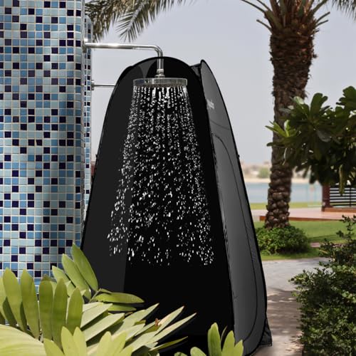 ropoda Pop Up Changing Tent 83" x 48" x 48", 6.9FT Upgrade Shower Tent, Portable Changing Room, Shower Tents for Camping, Privacy Tents,Includes 1 Removable Bottom,8 Stakes,1 Rain Cover(Black) - color: Black