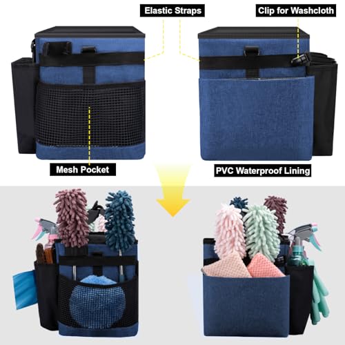 Wearable Large Cleaning Caddy Bag for Housekeepers (Blue) - color: Blue, size: Cleaning Bag