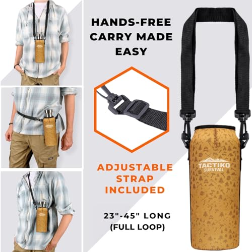 Tactiko Stainless Steel Wide Mouth Water Bottle | Single Wall Boil-Safe - color: Tan, size: 34 oz/1000 ml