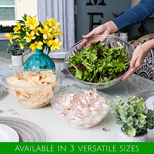 PLASTICPRO Disposable 48 Ounce Round Crystal Clear Bowls with Lids Pack of 2 Sets - size: 48 OUNCE