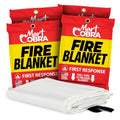 Mart Cobra Emergency Fire Blanket for Home & Kitchen 4-Pack Safety | Fiberglass Extinguisher Grease Stove Reusable Protection Preparedness RV Car Fireproof Retardant Resistant Suppression - size: [4 Pack] Fire Blanket