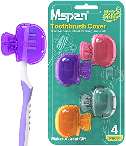 Mspan Electric Toothbrush Head Cover: Sonic Toothbrush Cap Travel Protector Plastic Brush Pod Protection Clip Case Value Pack - color: Purple, Pink, Orange, Clear