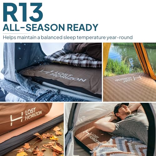 Lost Horizon Option3 Self-Inflating Foam Camping Mattress, Queen, 4.5" - color: Brown, size: Queen, style: Mattress Only