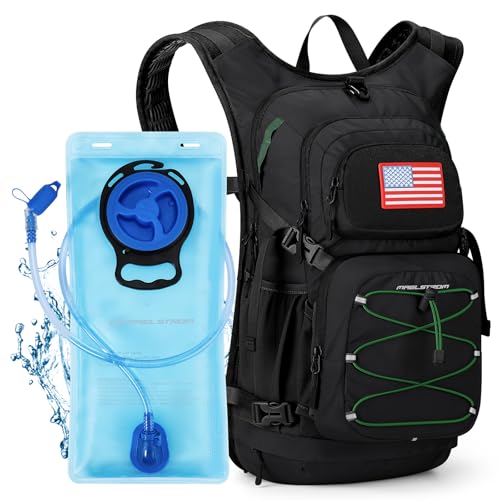 Maelstrom Lightweight Hydration Hiking Backpack with 2L/3L Water Bladder | BPA-free, High Flow Bite, Insulated Compartment, Reflective Strip, Utility Pockets, Perfect for Running, Cycling, Marathon - color: 1.Black, size: 3L Bladder
