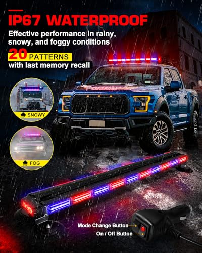 42" 206 LED Rooftop Emergency Traffic Advisor Lights Tow Truck Light bar w/Magnetic Base for Safety Construction Vehicles Trucks Pickup Snowplow Plice Fire Truck, Red/Blue - color: #04 Red/ Blue
