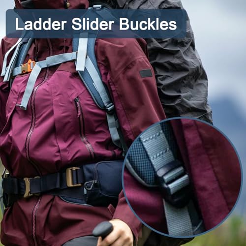 CooBigo 12 Pack Plastic Ladder Lock Buckles, 5/8" Ladder Slider Buckle for Backpack Strap Nylon Webbing Clip Replacement, Outdoor Camping Gear Sleeping Bag Tent Tie Down Strap Accessories (Black) - color: For Webbing Size: 5/8"(15mm) 12pack