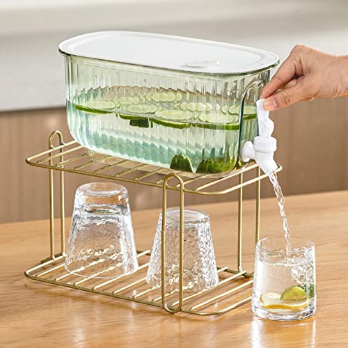 Beverage Dispenser, Refrigerator Water Dispenser Container Cold Kettle with Faucet for Home Kitchen Camping Party, Drink Dispenser for Fridge with Spigot (Green) - color: Green