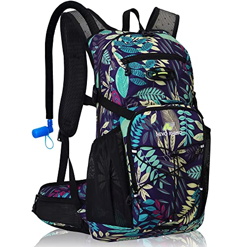 N NEVO RHINO Hydration Backpack, 18L Hiking Backpack with 3L Water Bladder | Multipurpose Water Backpack High Flow Bite, Insulated Hydration Pack Ideal for Hiking and Cycling - color: blue print