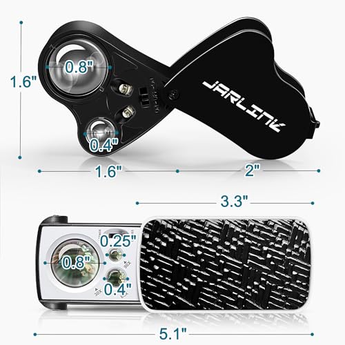 JARLINK 3 Pack 30X 60X 90X UV LED Illuminated Jewelers Loupe - size: 11.6cm x 3cm