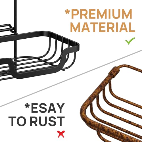 Bar Soap Holder with Hooks, Suction Cup Soap Dish Stainless Steel | 2 Layer Soap Holder Shower Wall Mounted, Soap and Razor Holder for Shower, Rustproof for Bathroom, Sponge Holder Saver - color: Black, size: 2 Tire