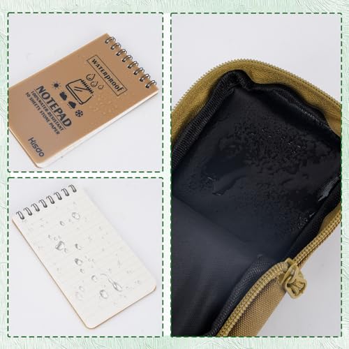 6 Pcs Waterproof Notebook Set, Write in The Rain Notebook, All Weather Notebook, Police Notepad, Field Notes Notebooks, 3 × 5" Pocket Notebook with Pen and Cover for Outdoor Activities Recording (Khaki) - color: Khaki