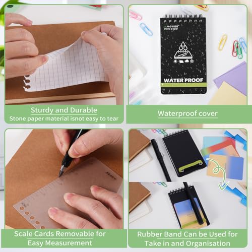 Waterproof Notebook,3 x 5 Stone Paper Pocket Notepads，Portable All Weather Notebooks for Indoor & Field Police Notepad w/3pcs Small Spiral Note book, (3pcs, Black) - size: 3Pack