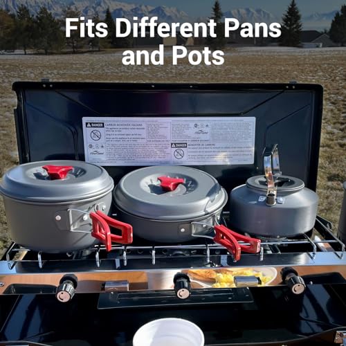 FineFlame Camping Stove, Propane Portable Camp Stove, 20400BTU-3Burners - color: Black-3 burner+griddle-20400BTU