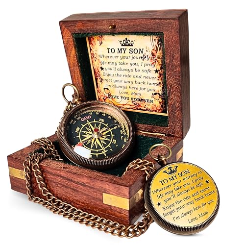 Compass with Wooden Box - Father to Son Gifts - Graduation Day Gifts