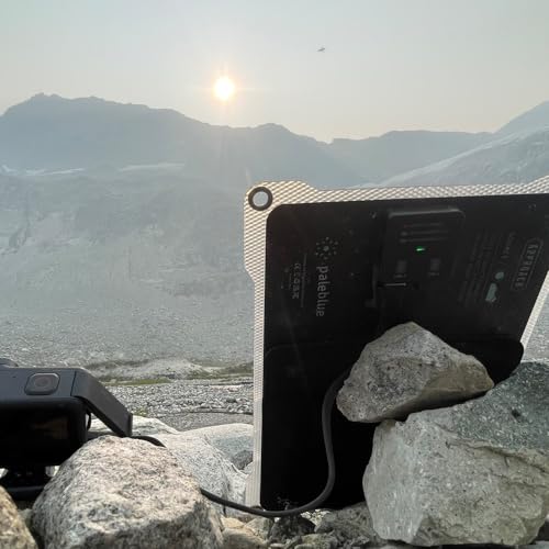 Paleblue Approach 1 Portable Solar Panel Charger – 7W Single Panel Foldable Solar Phone Charger with Dual USB Ports, Grip Cords & Stash Sleeve for Hiking, Camping, Backpacking & Off-Grid Power