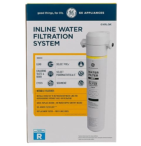 GE Icemaker & Refrigerator System, Exterior Connection, Ice for Beverages, Reduce Chlorine Taste & Odor for Better Water, Replace Every 6 Months, GXRLQK - size: 1 Count (Pack of 1), style: GXRLQK