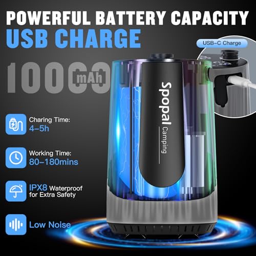 Spopal Portable Shower for Camping, [Upgraded] 10000mAh Rechargeable - color: Sliver