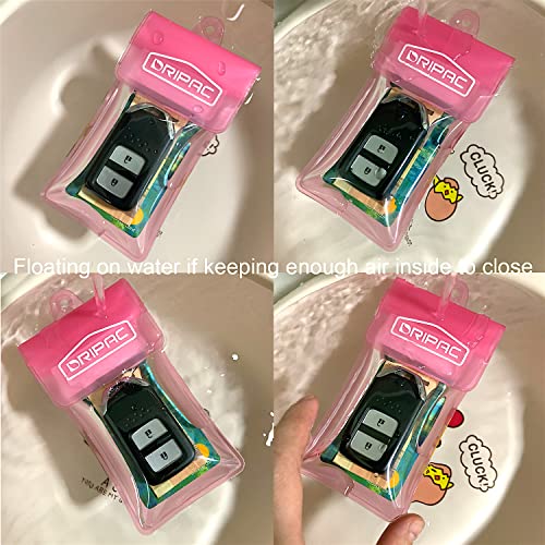 DRIPAC Waterproof Car Key FOB Case Bag Dry Holder Pouch For ID Badge Cash - color: Pink