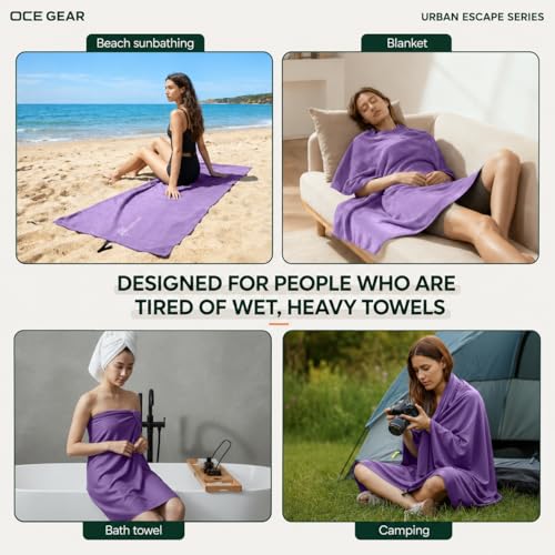 2 Pack Microfiber Travel Towel, Soft Lightweight Quick Dry Towel, Super Absorbent Compact Travel & Sports & Beach Towels for Camping, Backpack, Gym, Swimming, Yoga, Hiking (Purple, Small + Medium) - color: Purple, size: Small + Medium