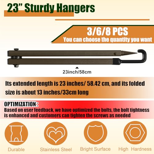 Sadnyy 3/6/8 Pcs Tree Stand Bow Hanger 23 Inch Hunting Accessories for Archery Tree Stand Hunting Bow Holder Multi Purpose for Outdoors Sports - color: Olive Green