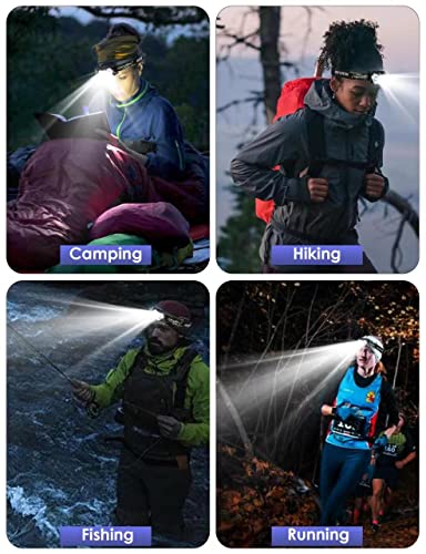 2000 Lumen 9 LED Headlamp 2 Pack, Ultra Bright Head Lamp with 6 Modes, IPX5 Waterproof Head Light, Lightweight Head Flashlight for Running Night-Walking Camping, 6 AAA Batteries Included - color: AAA, size: 2-Pack