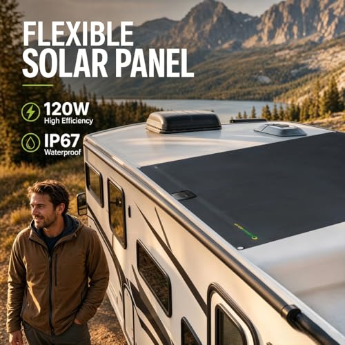120W Flexible Solar Panel 12V ETFE,32.3in x 30.5in | Semi Bendable Mono Solar Panel,Back Contact Solar Cell, 25.8% High Efficiency,for RV Van Roof TopCamping Home Boat Marin - size: 120W/32.3in x 30.5in