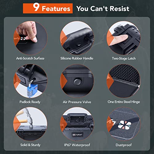 Lykus HC-3510 Waterproof Hard Case with Foam, Inner Size 12.8*11.1*4.33in | IP67 Waterproof, Pluckable Foam, Suitable for Cameras, Lenses, Electronic Equipment and More - color: Black, size: HC-3510