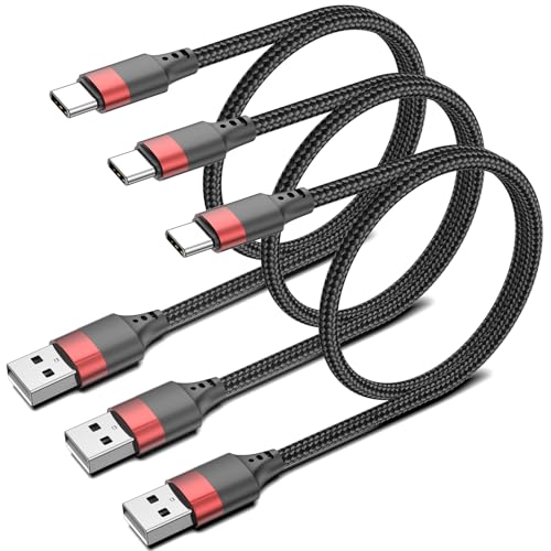 1.5ft USB C Cable, 3 Pack Short USB A to USB C Cable for iPhone 16 15, Nylon Braided 18 inch Type C Charger Cord Fast Charging for Samsung Galaxy S24 S23 S22 Note 20 10 A50 A20 Moto G LG - size: 1.5 FT