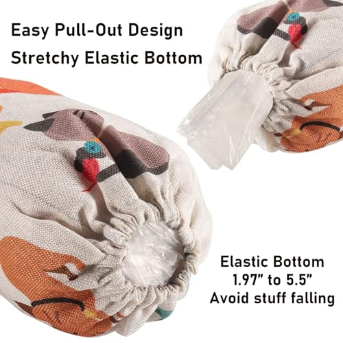 2Pcs Cat Plastic Bag Holder for Kitchen Essentials, Reusable Hanging Grocery Bag Organizer, Washable Large Grocery Trash Bags Storage Dispenser - style: Cat