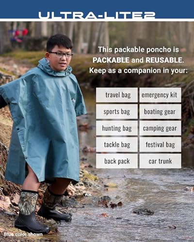 FROGG TOGGS Ultra-lite2 Waterproof, Breathable Rain Poncho - color: Carbon Black, style: Youth