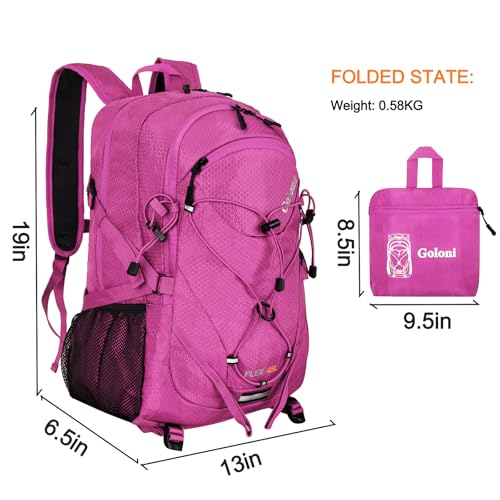 Goloni 45L Foldable Hiking Daypack, Lightweight Water‑Resistant Backpack - color: Rose