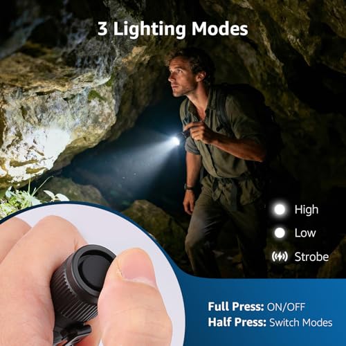 Lepro LED Mini Flashlight High Lumens with Clip, Waterproof, Energy Saving, Portable for Outdoor, Emergency, AA Batteries Included, Tactical & Camping Accessories