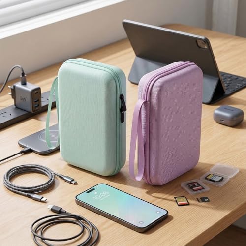 Hard Travel Electronic Organizer Case for MacBook Power Adapter Chargers Cables Power Bank Apple Magic Mouse Apple Pencil USB Flash Disk SD Card Hard Drive Shockproof Accessories Carrying Bag, Green - color: Green