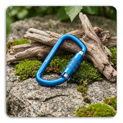 FresKaro 3inch 12kN-2698lbs Auto Locking Carabiner Clips, Solid D Shape, Heavy Duty 7075 Aluminum, Lightweight 1.09oz, Rust Proof, for Hammock, Hiking, Dog Leash, Keychain etc., Multi-Colors - color: Blue-3pcs