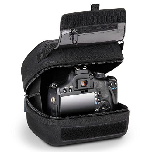 USA Gear Hard Shell Camera Case for DSLR & Mirrorless Cameras, Compatible with Canon Rebel T7, 2000D, Sony A7III, A7 IV, Fujifilm X-T5 (Black) - color: Hard Case - Black