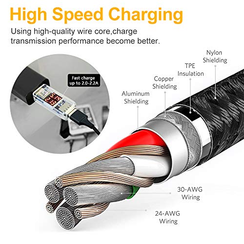 Multi Charging Cable, 2Pack 4FT 4 in 1 Charging Cable for Multiple Devices | Braided Universal Phone Charger Cord with Type-C, Micro USB, IP Port for iPhone16/15/14/Android Phones and More - color: Black