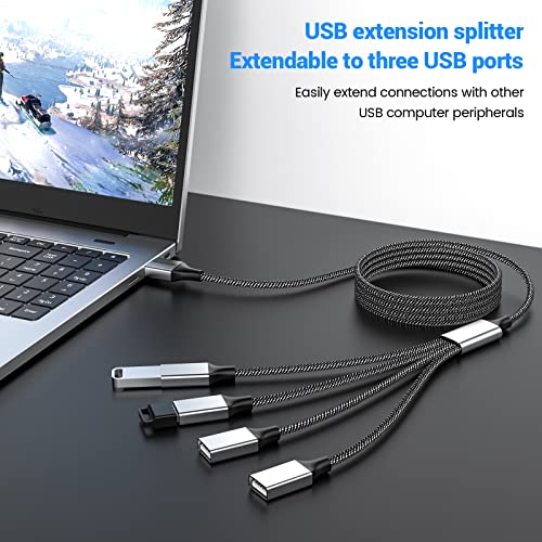 MOGOOD USB Splitter 1 in 4 Out 6FT Braided USB Extension Hub for Desktop - size: 6.6ft/2m