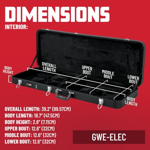 Gator Cases Hard-Shell Wood Case for Standard Electric Guitars, Fits Fender Strat/Tele Style (GWE-ELEC) - style: Electric