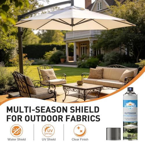 BERlOVE Outdoor Fabric Protector Spray: Waterproof & UV Protection for Patio Furniture, Upholstery, Cushions, Umbrellas and More–Durable Water Shield,12.84oz (Aluminum, 25.6Fl Oz (Pack of 2)) - color: Aluminum