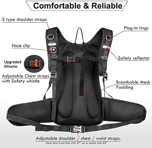 Mothybot Hydration Pack, Insulated Hydration Backpack with 2L BPA Free Water Bladder and Storage, Hiking Backpack for Men, Women, Kids for Running, Cycling, Camping - Keep Liquid Cool up to 5 Hours - color: Black
