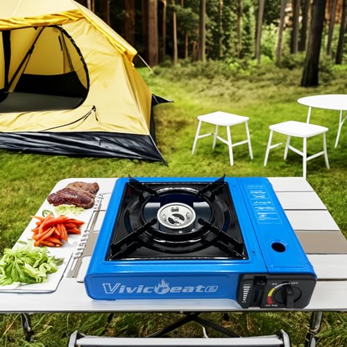 vivicreate 7000 BTU Portable Stove, Camping Stove, Butane Stove, Outdoor stove,Korean style BBQ stove,Blue - color: Blue