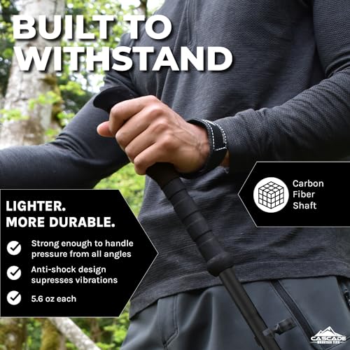Cascade Mountain Tech Trekking Poles - Carbon Fiber Walking or Hiking Sticks with Quick Adjustable Locks - color: Black Ultralight, style: Ultralight Carbon Fiber Eva Grip