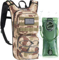 Hydration Backpack, Tactical Molle Water with 3L TPU Water Bladder | Lightweight Military Hydration Daypack for Hiking, Running, Cycling, Climbing, Biking, 105 oz, Breathable Back Panel - color: Khaki Camouflage