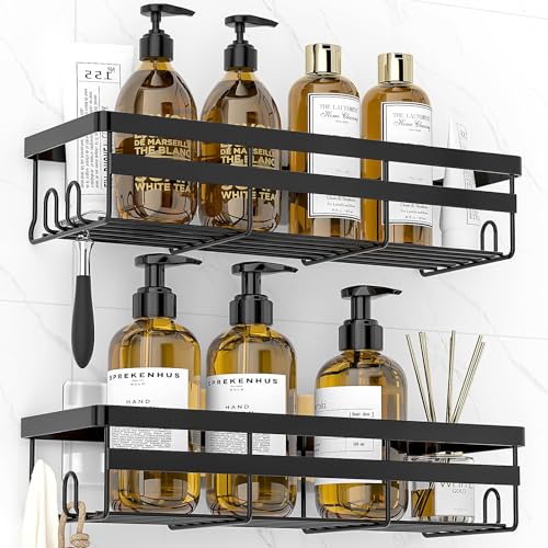WOWBOX 2 Pack Adhesive Shower Caddies, No Drill Bathroom Shelves, Large - size: Large
