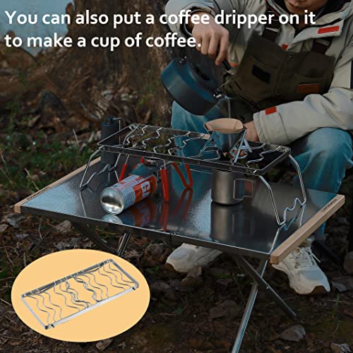 CAMPINGMOON Portable Folding Camping Campfire Grill over Fire Split Stoves 304 Stainless Steel (13.8’’L (MS-1111)) - color: 13.8''L (MS-1111)
